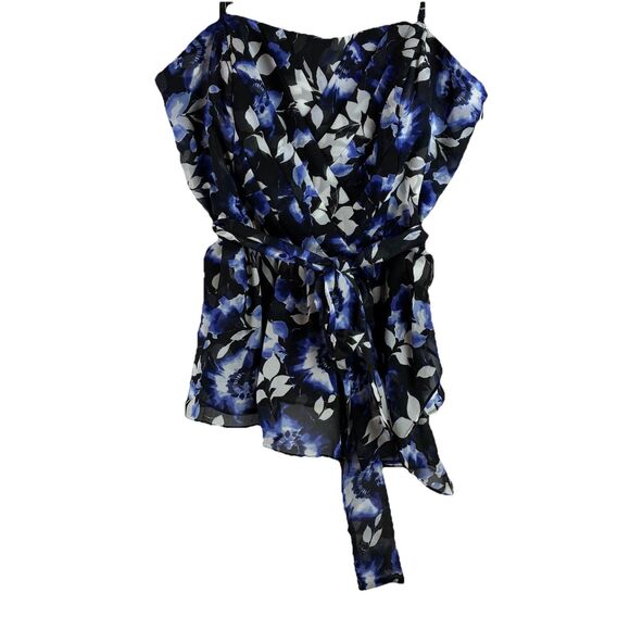 NEW White House Black Market Charming Bustier Floral Strapless Top Size 10 Blue - Picture 1 of 9